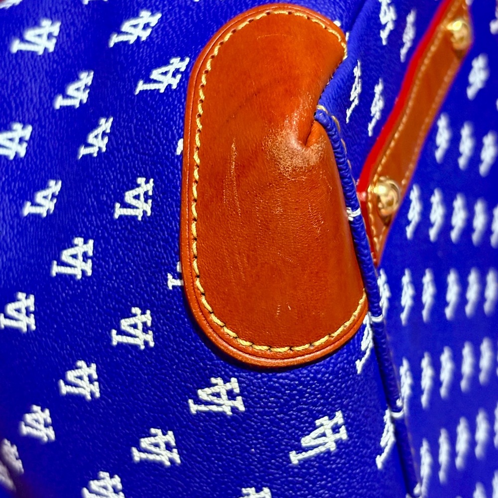 Dooney & Bourke Dodgers Gretta Handbag Blue & White with Brown Accents. - Picture 7 of 15